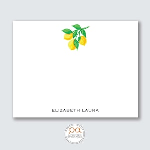 Citroen gepersonaliseerde notitiekaartenset | Bachelorette, Citroenliefhebber, Citroenbriefpapier, Vrouwelijk, Foodie, Cadeau voor vrouwen, Bruidsdouche, Preppy, Kinderen