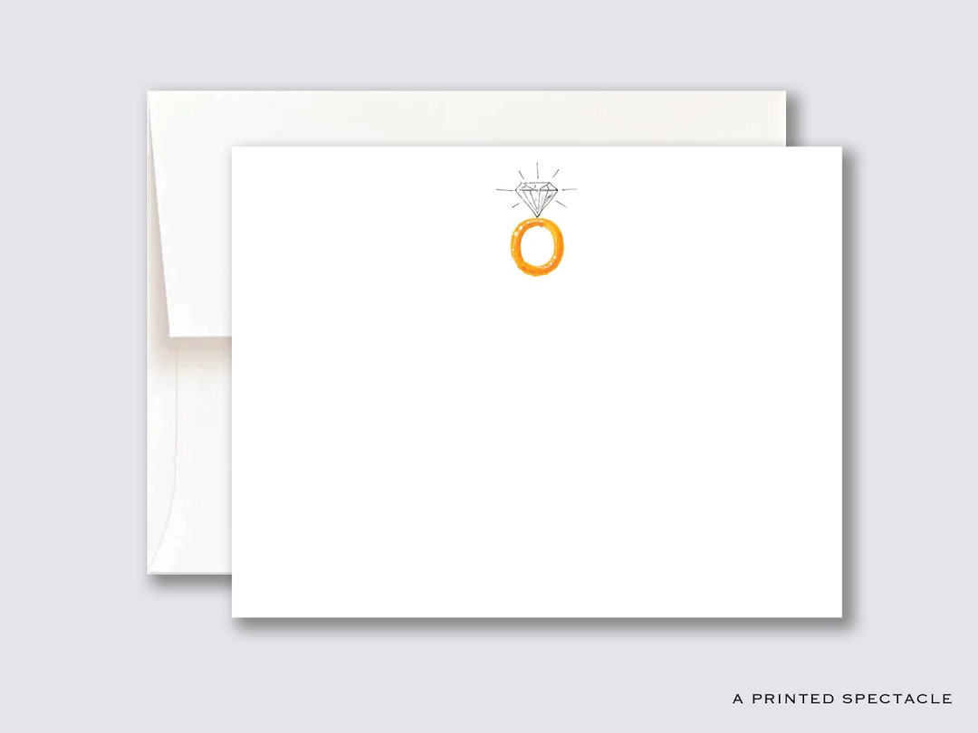 Engagement Ring Notecard Set thank You Card, Bridesmaid Gift, Bride