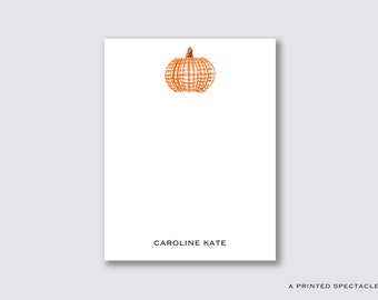 Orange Gingham Pumpkin Personalized Notepad: Fall Stationery