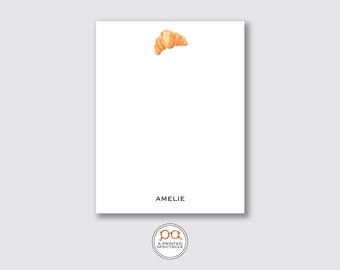 Croissant Personalized Notepad: Watercolor Parisian Chic Stationery