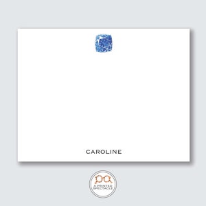 Conjunto de tarjetas de notas personalizadas de zafiro / Papelería de piedra de nacimiento, Piedra de nacimiento de septiembre, Tarjetas de notas de piedras preciosas, Novia, Regalo para ella, Amante de la joyería