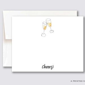 シャンパン トースト 乾杯! ノートカード セット | 乾杯、花嫁介添人、結婚式、お祝い、プレッピー、独身、かわいい、婚約、ブライダル シャワー