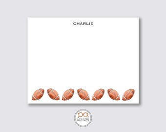 Personalized Football Border Notecard Set: Watercolor Design
