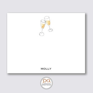 Champagne Toast Personalized Notecard Set | Cheers, Bridesmaid, Wedding, Celebration, Preppy, Bachelorette, Engagement, Bridal Shower