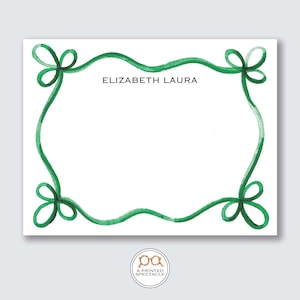 Set di biglietti personalizzati ondulati con nastro verde Hunter / Baby Shower, sposa, femminile, note per bambini, addio al nubilato, cancelleria per ragazze, regalo per lei