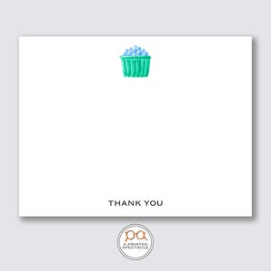 Ensemble de cartes de remerciements pinte aux bleuets | Ensemble de papeterie, BCBG, Féminin, Cadeau pour hôtesse, Carte de correspondance moderne, Note écrite à la main, Notes de fruits