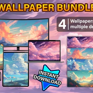 Anime gestileerde wolkenbehangbundel | Android en iPhone | pc | Bureaublad | Tablet | Apple Watch