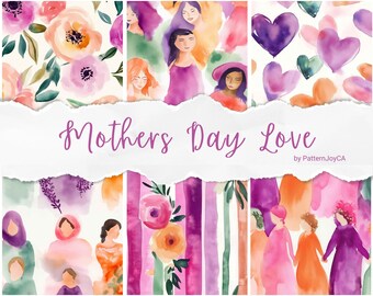 Mothers Day Digital Paper – Floral Love Printable Pattern Pack
