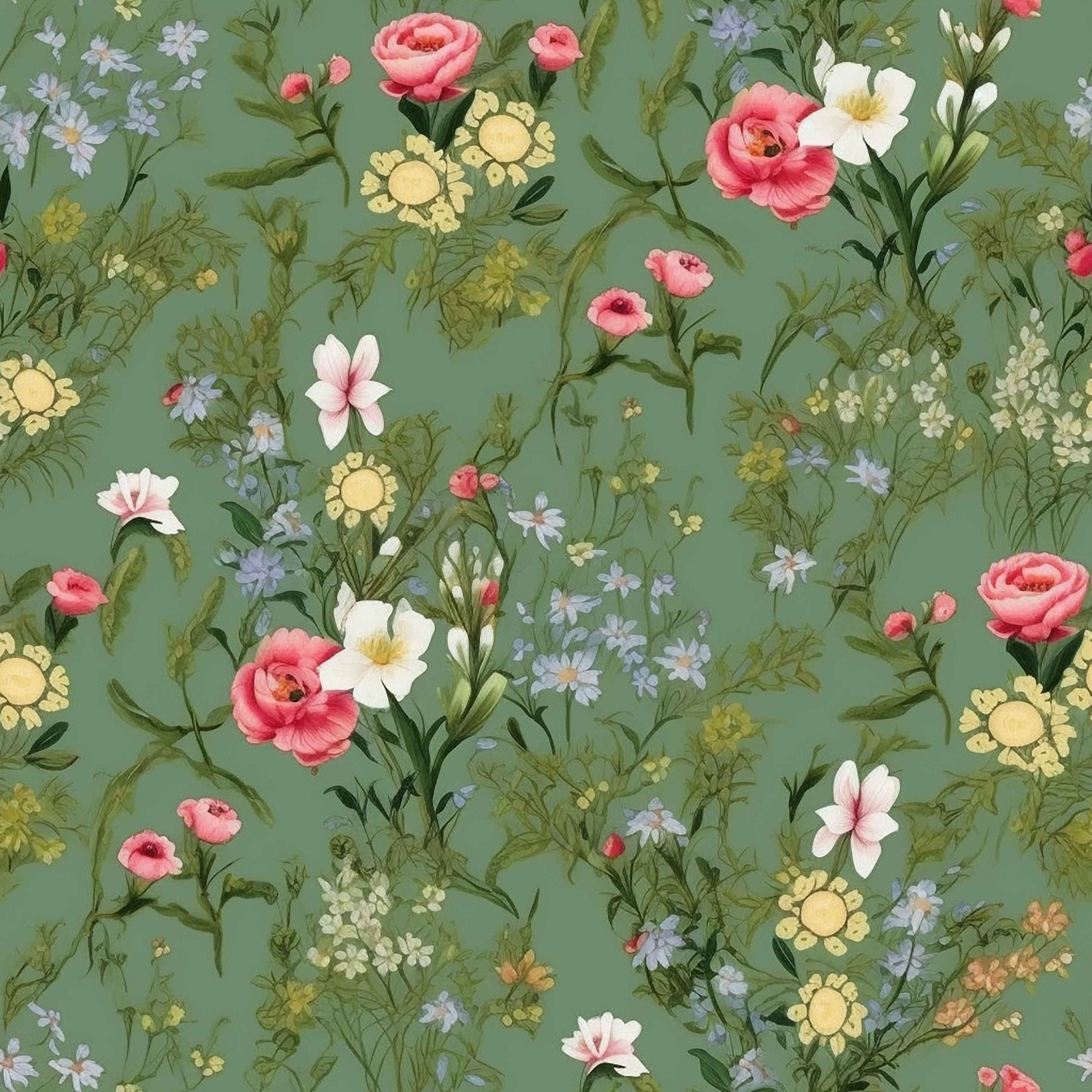 Seamless Pattern Pack, Chintz Flower Pattern, Digital Paper Etsy