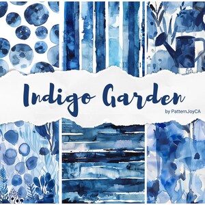 Seamless pattern pack, Blue Abstract Floral patterns, digital paper