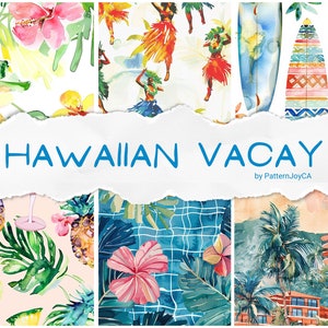 Seamless pattern pack, Hawaiian seamless patterns, Hawaii sublimation designs, digital paper