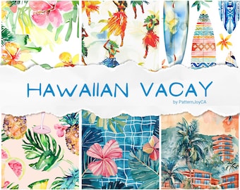 Seamless pattern pack, Hawaiian seamless patterns, Hawaii sublimation designs, digital paper
