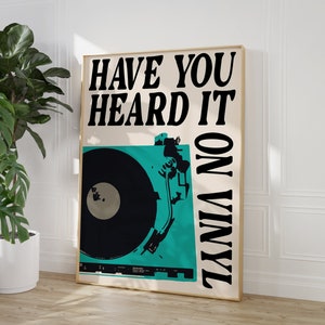 Impressão de toca-discos de vinil, arte de parede de música retrô, você já ouviu isso em vinil? Impressões de banda retrô, pôster de música vintage, house dance pop dos anos 90