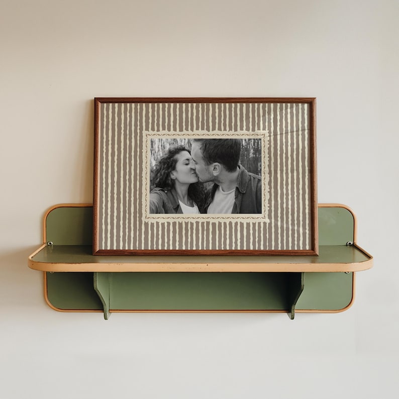 Custom Photo Print, Vintage Stripe Poster, Personalised Gift for Couples, Engagement, Anniversary, Birthday