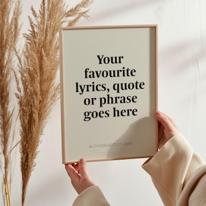 Custom Text Quote Lyrics Print, Create your own Wall Art, Your Text Quote or Lyrics, Personalised Typography Poster, Colourful Music Prints