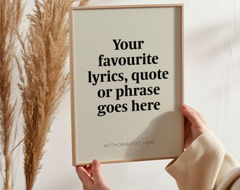 Spersonalizowany wydruk z cytatem tekstowym, Stwórz własną grafikę ścienną, Twój cytat tekstowy lub tekst piosenki, Spersonalizowany plakat typograficzny, Kolorowe wydruki muzyczne