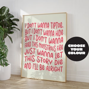 Custom Song Lyrics Print - Colourful Music Poster - Favourite Song Gifts - A5 A4 A3 Framed Unframed - Choose your own Song Colour and Lyrics