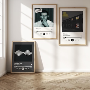Set of 3 Now Playing Music Prints - Custom Album Cover Art - Personalised Song Name Music Posters - Favourite Album Gift - Music Wall Art