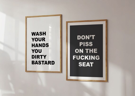 Funny Bathroom Art Prints: Adult Slogan Poster Set