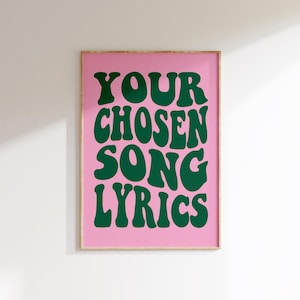 Impressão de letras de músicas personalizadas - Pôster musical - Presentes de músicas favoritas - A5 A4 A3 - Escolha sua própria cor e letra