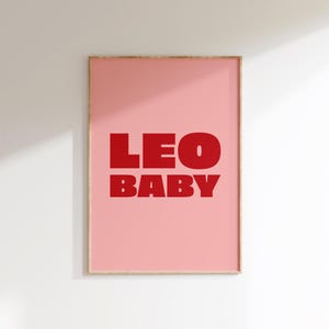 Löwe Baby Print - Sternzeichen Wandkunst - Astrologie Poster - Retro Schlafzimmer Dekor - Bunte Drucke - Horoskop - Löwe Baby Geburtstagsgeschenk Print