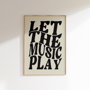 Let The Music Play Print, Retro Disco Wall Art, Colourful Music Prints, Disco Dance Music Prints, Song Lyrics Poster, Dance Music Poster