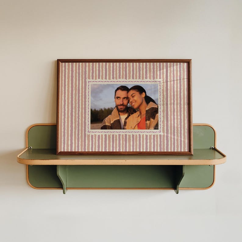 Custom Photo Print, Vintage Stripe Poster, Personalised Gift for Couples, Engagement, Anniversary, Birthday