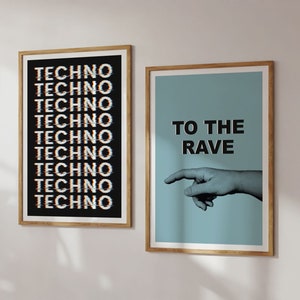 Techno Dance Prints 2er Set - 90er Jahre Wandkunst - House Musik Prints - Techno Musik Print Set - Band Poster - Benutzerdefinierte Musikgalerie Wandkunst