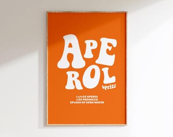Plakat z przepisem na Aperol Spritz, dekoracja ścienna w stylu retro