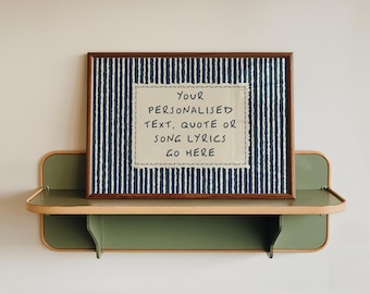 Personalised Text Print, Custom Song Lyrics Gift, Handwritten Style Quote Poster, Vintage Stripe Wall Art
