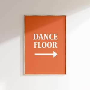 Impresión de pista de baile - Arte de pared de discoteca - Arte de bola de discoteca - Arte de pared retro de los años 70 - Arte de pared funky - Arte de baile de discoteca - Tipografía de discoteca - Decoración de fiesta