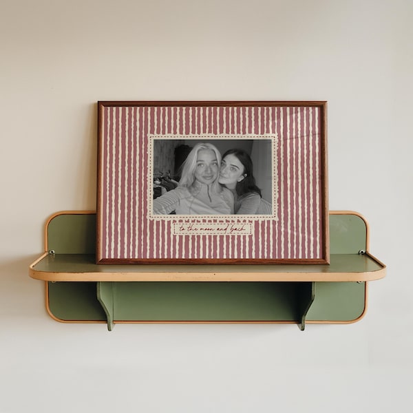 Lámina fotográfica para mejor amiga - Regalos de cumpleaños personalizados para tu mejor amiga o hermana - Decoración de pared con rayas vintage