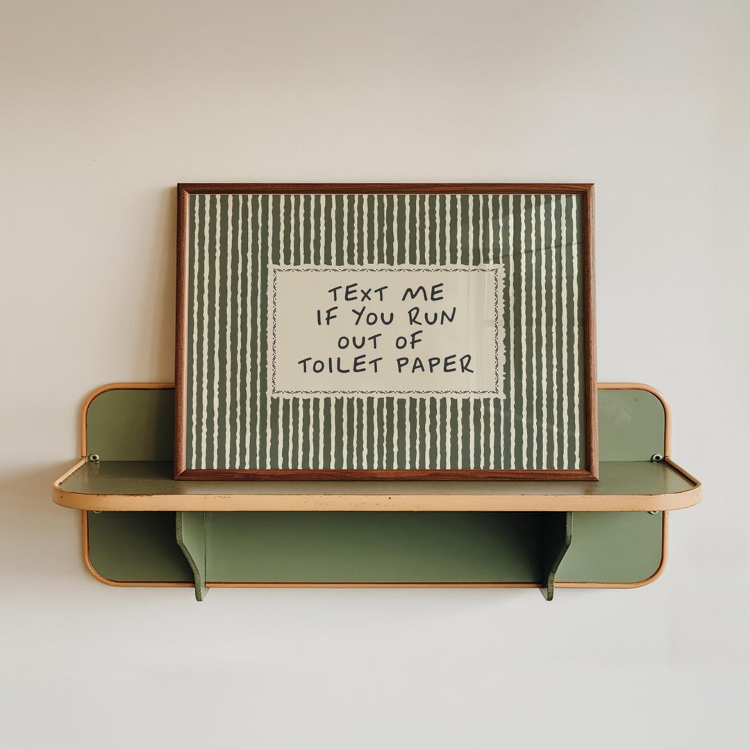 Toilet Paper Print – Funny Bathroom Wall Art, Farmhouse Vintage Striped ...