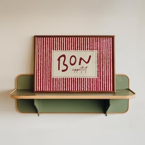 Pôster "Bon Appetit" - Arte de Parede para Cozinha - Pôster Listrado - Decoração Vintage para Cozinha - Impressões com Tipografia Francesa