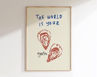 Oyster Kitchen Print: Retro Abstract Typography Wall Art