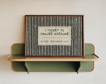 Shower Karaoke Print – Funny Bathroom Wall Art Decor, Farmhouse Vintage Striped Decor