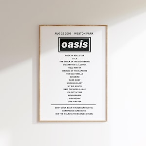 Poster di scalette, stampe musicali, stampe di scalette di concerti, stampe di concerti, regalo preferito per canzone o artista, regali musicali personalizzati, stampa personalizzata per band