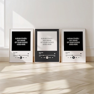 Set of 3 Now Playing Music Prints - Custom Album Cover Art - Personalised Song Name Music Posters - Favourite Album Gift - Music Wall Art