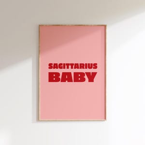 Lámina de bebé Sagitario - Arte mural con el signo zodiacal - Pósters astrológicos - Decoración retro para dormitorio - Láminas coloridas - Horóscopo - Regalo de cumpleaños