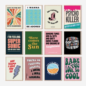 Impresiones inspiradas en la música, paquetes de impresiones de letras de canciones, arte de pared musical, impresiones de pared de bandas, póster de disco pop indie rock, impresión de citas musicales, A5 A4 A3
