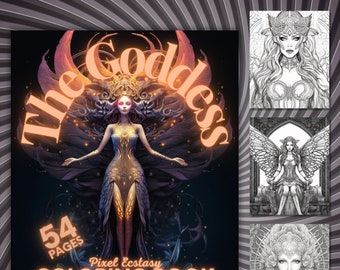Fantasy Anime Goddess Coloring Book: 54 Page Art (PDF/PNG)