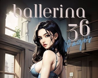 Ballerina Coloring Book: 36 Page Adult Art (PDF & PNG)