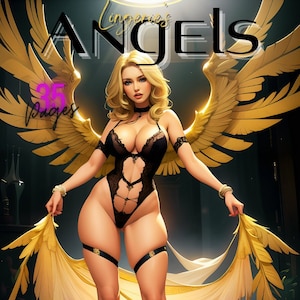 35 Page Lingerie&#39;s Angels Clip Art Lingerie Babes | Instant Download Coloring Book | Gift for Adults | Printable Art PDF | PNG| Wall Art