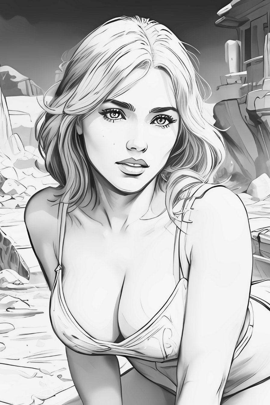Realistic Comic 3 Coloring Book Sexy Fantasy Anime Surreal Girl