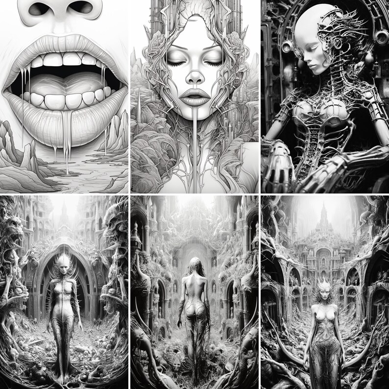 adult coloring, kids coloring book, coloring page, fantasy coloring, dark fantasy, Gothic horror, dark academia prints, greyscale drawing, erotica art anime, erotica hentai manga, dark sadomasochism, surreal coloring, female clip art,