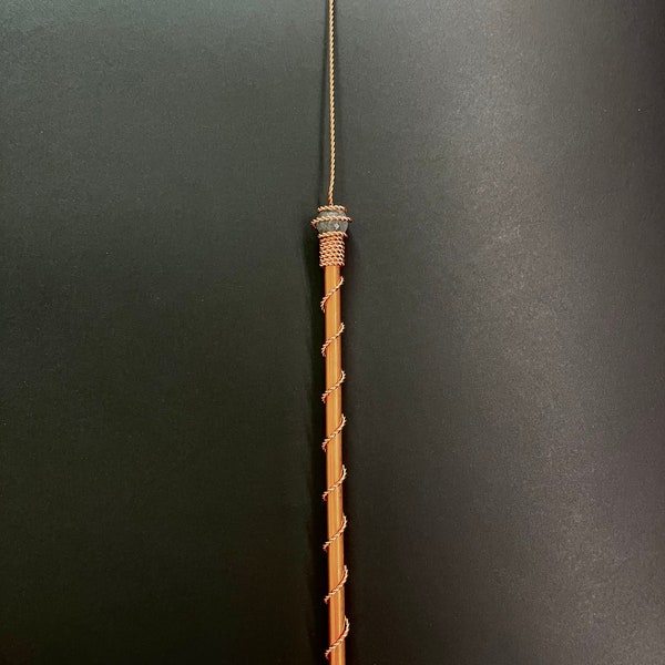 Cloud Quartz Crystal and Tensor Ring Weave Electroculture Copper Antenna 53cm (20.86 inches) and a diameter of 10mm (0.39 inches)