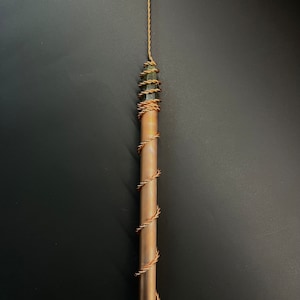 Labradorite Electroculture Antenna: Copper Tensor Ring Garden Art (46cm/22mm