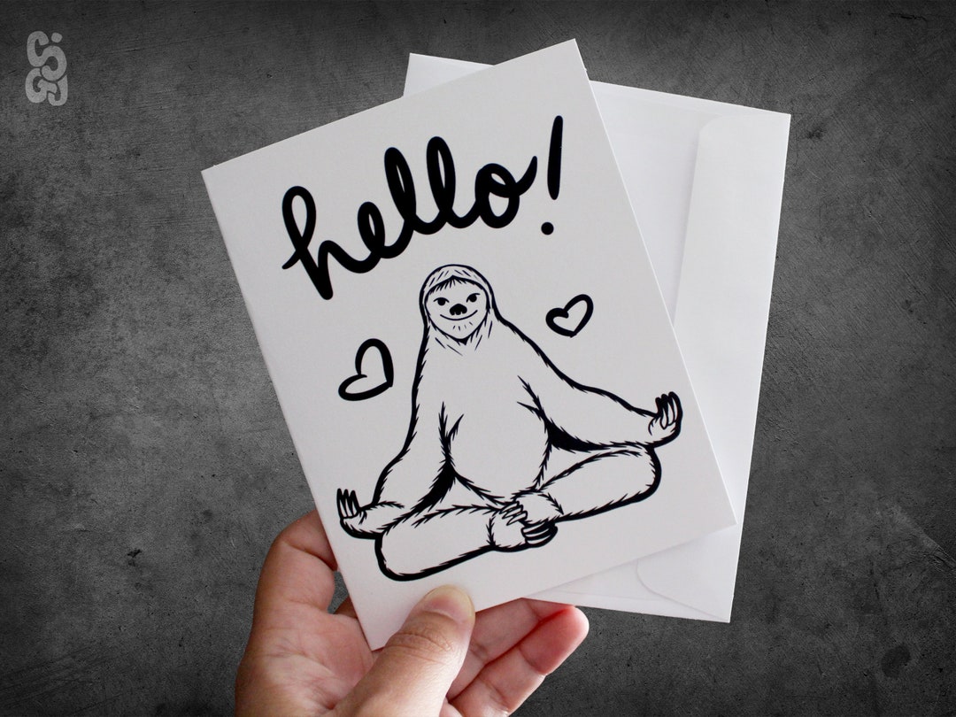 Cute Sloth Hello- Folded Blank Card- Greeting Card Valentines Gift - Etsy