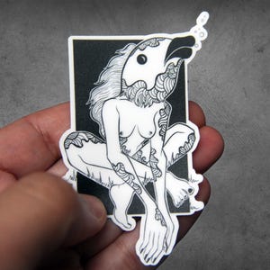 Weird Fish Head Sticker | Spooky Quirky Vinyl Art (Waterproof) zdjęcie 1