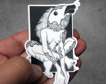 Weird Fish Head Sticker | Spooky Quirky Vinyl Art (Waterproof)